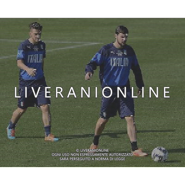 Raduno Nazionale Italiana Firenze - 06.10.2014 Allenamento Nella Foto:destro mattia -florenzi alessandro /Ph.Vitez-Ag. Aldo Liverani