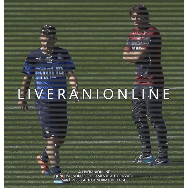 Raduno Nazionale Italiana Firenze - 06.10.2014 Allenamento Nella Foto:conte antonio- florenzi alessandro /Ph.Vitez-Ag. Aldo Liverani