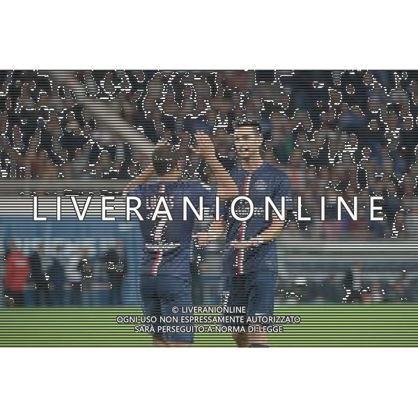 Joie PSG - Lucas MOURA / Javier PASTORE - 05.10.2014 - Paris Saint Germain / Monaco - 9eme journee de Ligue 1 Photo : Johnny Fidelin / Icon Sport AG ALDO LIVERANI SAS ONLY ITALY