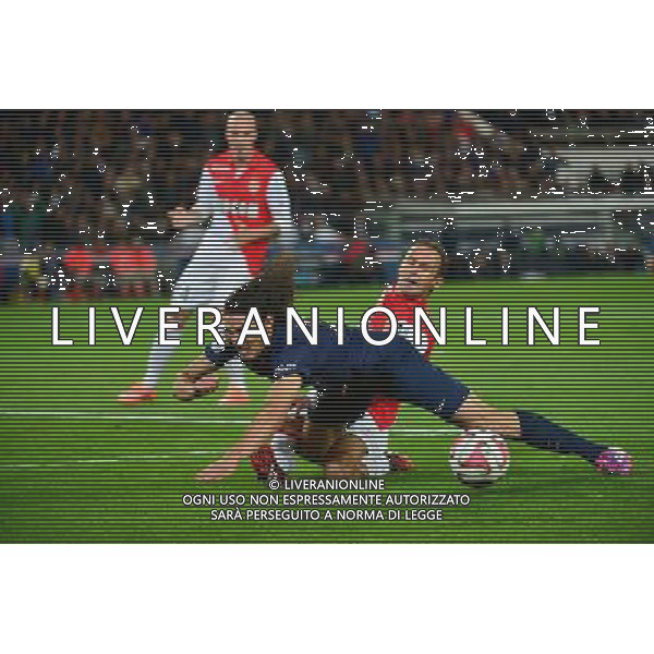 Edinson CAVANI / Ricardo CARVALHO - 05.10.2014 - Paris Saint Germain / Monaco - 9eme journee de Ligue 1 Photo : WinterPress / Icon Sport
