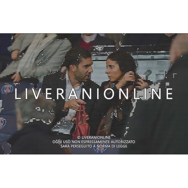 Mahiedine Mekhissi Benabbad et sa copine - 05.10.2014 - Paris Saint Germain / Monaco - 9eme journee de Ligue 1 Photo : WinterPress / Icon Sport