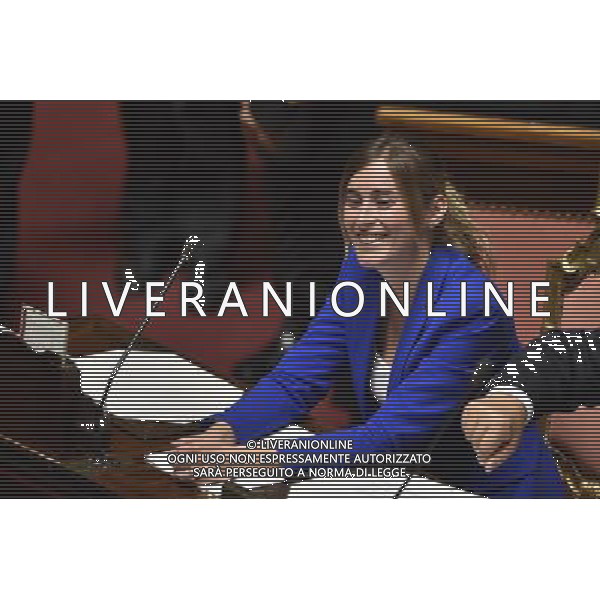 Roma - 08/10/2014 - Palazzo Madama - Voto di fiducia sul disegno di legge Jobs Act - nella foto: Maria Elena Boschi / Ph. Fabrizio Corradetti - Ag. Aldo Liverani Sas