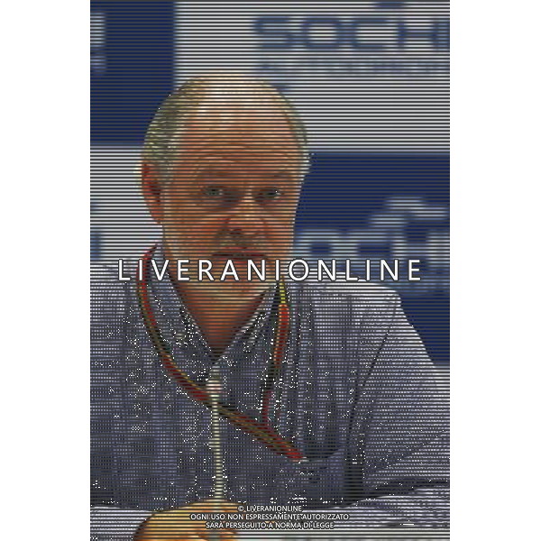 Richard Cregan (IRE) Russian Grand Prix Consulatant at a Press Briefing. 09.10.2014. Formula 1 World Championship, Rd 16, Russian Grand Prix, Sochi Autodrom, Sochi, Russia, Preparation Day. AG ALDO LIVERANI SAS ONLY ITALY