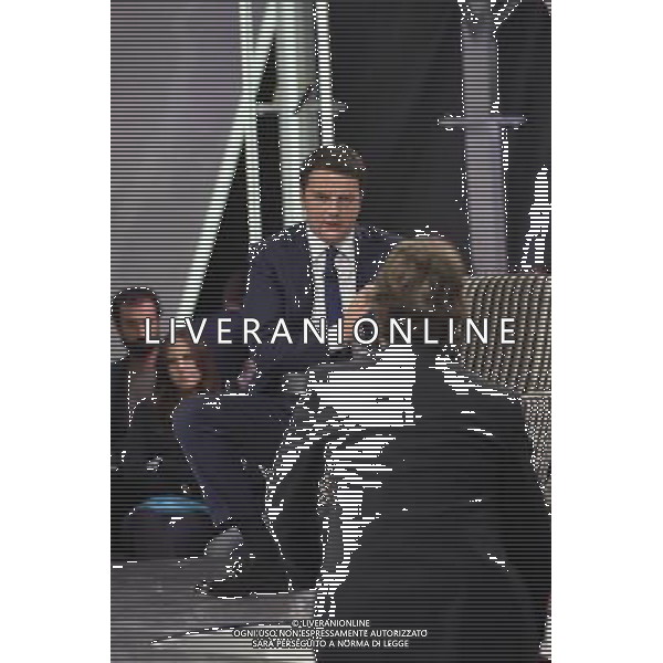 Il Premier Matteo Renzi ospite della trasmissione televisiva \' VIRUS \' Roma 09 ottobre 2014 nella foto con Nicola Porro ©Corradetti/Agenzia Aldo Liverani sas