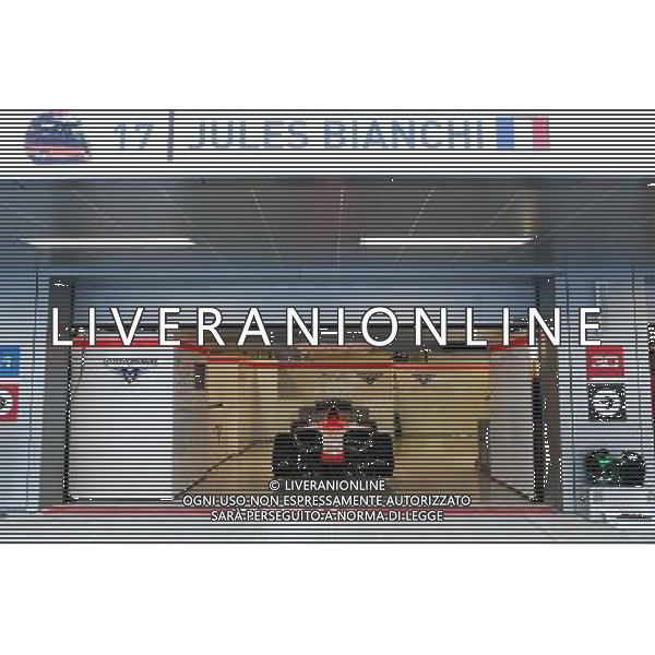 The Marussia F1 Team MR03 of Jules Bianchi (FRA) carries messages of support, with the hashtags #ForzaJules and #JB17 and will not be run this weekend. 10.10.2014. Formula 1 World Championship, Rd 16, Russian Grand Prix, Sochi Autodrom, Sochi, Russia, Practice Day. AG ALDO LIVERANI SAS ONLY ITALY