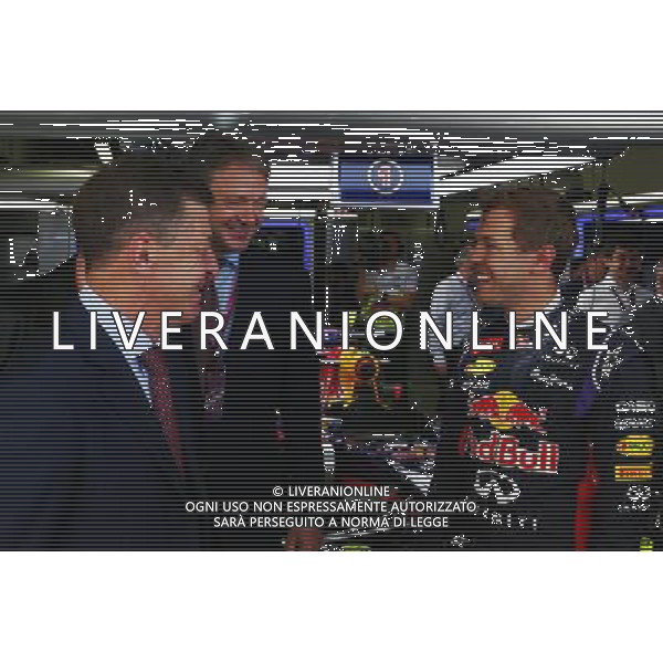 Dmitry Kozak (RUS) Russian Deputy Prime Minister (Left) with Sebastian Vettel (GER) Red Bull Racing (Right). 10.10.2014. Formula 1 World Championship, Rd 16, Russian Grand Prix, Sochi Autodrom, Sochi, Russia, Practice Day. AG ALDO LIVERANI SAS ONLY ITALY