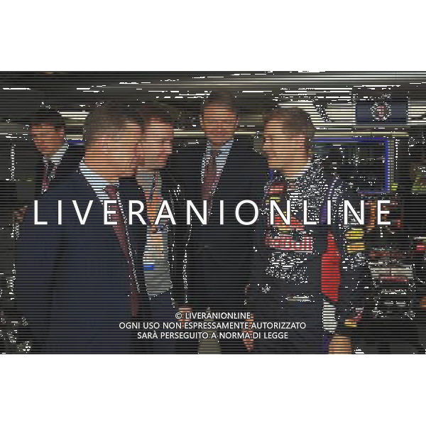 Dmitry Kozak (RUS) Russian Deputy Prime Minister (Left) with Sebastian Vettel (GER) Red Bull Racing (Right). 10.10.2014. Formula 1 World Championship, Rd 16, Russian Grand Prix, Sochi Autodrom, Sochi, Russia, Practice Day. AG ALDO LIVERANI SAS ONLY ITALY