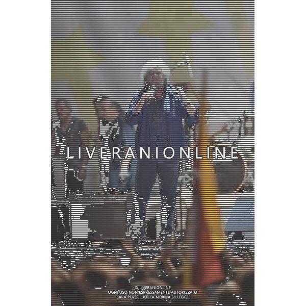 Manifestazione del Movimento 5 Stelle al Circo Massimo a Roma 10 ottobre 2014 nella foto Beppe Grillo ©Corradetti/Agenzia Aldo Liverani sas