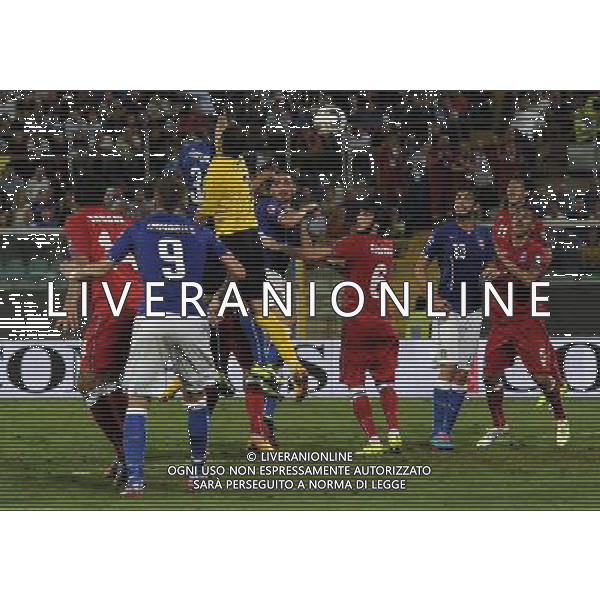 Qualificazioni ai Campionati Europei di Calcio UEFA Francia 2016 Gruppo H Palermo - 10.10.2014 Italia-Azerbaijan Nella Foto: il gol di giorgio chiellini /Ph.Vitez-Ag. Aldo Liverani