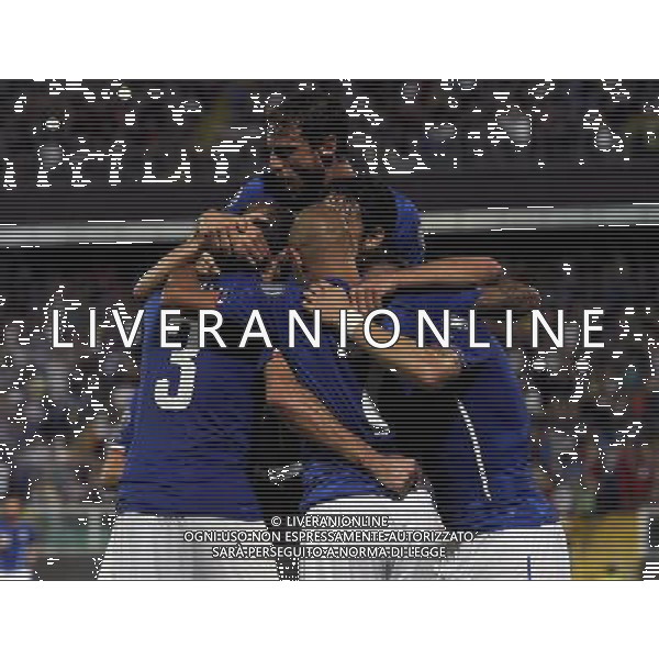 Qualificazioni ai Campionati Europei di Calcio UEFA Francia 2016 Gruppo H Palermo - 10.10.2014 Italia-Azerbaijan Nella Foto: abbracci esultanza dopo il gol di giorgio chiellini /Ph.Vitez-Ag. Aldo Liverani