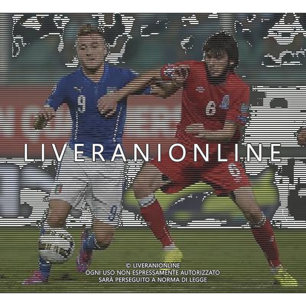 Qualificazioni ai Campionati Europei di Calcio UEFA Francia 2016 Gruppo H Palermo - 10.10.2014 Italia-Azerbaijan Nella Foto: ciro immobile-guseynov /Ph.Vitez-Ag. Aldo Liverani