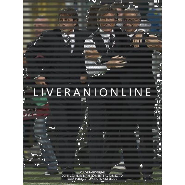 Qualificazioni ai Campionati Europei di Calcio UEFA Francia 2016 Gruppo H Palermo - 10.10.2014 Italia-Azerbaijan Nella Foto: gabriele oriali castellacci e antonio conte esultano dopo il secondo gol di chiellini /Ph.Vitez-Ag. Aldo Liverani