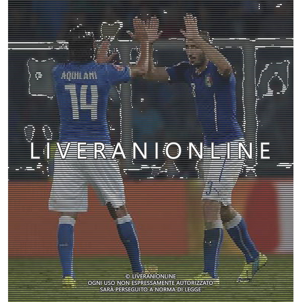 Qualificazioni ai Campionati Europei di Calcio UEFA Francia 2016 Gruppo H Palermo - 10.10.2014 Italia-Azerbaijan Nella Foto:giorgio chiellini esulta dopo il suo secondo gol con aquilani /Ph.Vitez-Ag. Aldo Liverani