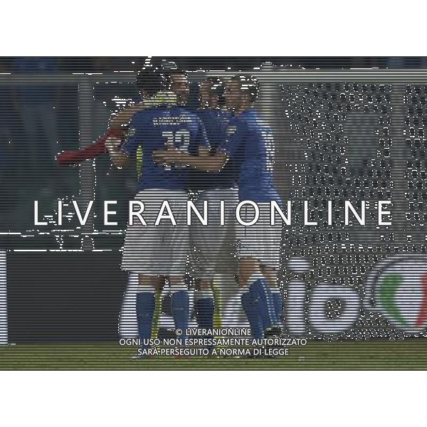 Qualificazioni ai Campionati Europei di Calcio UEFA Francia 2016 Gruppo H Palermo - 10.10.2014 Italia-Azerbaijan Nella Foto:abbraccio ed esultanza finale di gianluigi buffon, andrea ranocchia, giorgio chiellini e leonardo bonucci /Ph.Vitez-Ag. Aldo Liverani