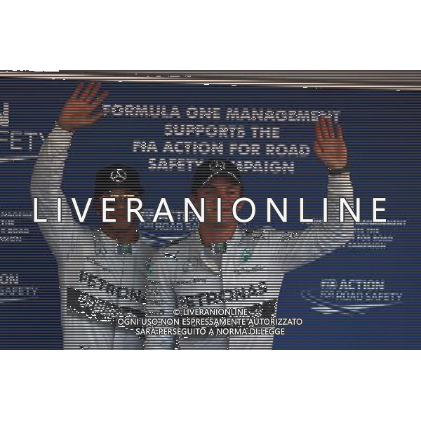 Pole for Lewis Hamilton (GBR) Mercedes AMG F1 and 2nd for Nico Rosberg (GER) Mercedes AMG F1 W05. 11.10.2014. Formula 1 World Championship, Rd 16, Russian Grand Prix, Sochi Autodrom, Sochi, Russia, Qualifying Day. - www.xpbimages.com, EMail: requests@xpbimages.com - copy of publication required for printed pictures. Every used picture is fee-liable. © Copyright: Batchelor / XPB Images /AGENZIA ALDO LIVERANI SAS - ITALY ONLY - EDITORIAL USE ONLY - Gp F1 Sochi Russia prove ufficiali