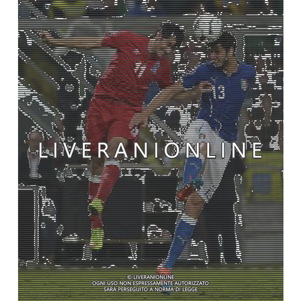 Qualificazioni ai Campionati Europei di Calcio UEFA Francia 2016 Gruppo H Palermo - 10.10.2014 Italia-Azerbaijan Nella Foto:Aliyev Rauf-Ranocchia Andrea /Ph.Vitez-Ag. Aldo Liverani