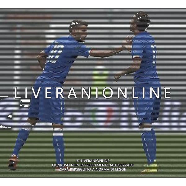 Qualificazioni ai Campionati Europei Under 21 Play-Off Ritorno Reggio Emilia - 14.10.2014 Italia-Slovacchia Nella Foto:bernardeschi esulta con berardi /Ph.Vitez-Ag. Aldo Liverani