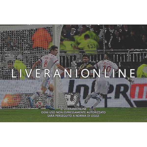 JOIE DE Yoann GOURCUFF / Alexandre LACAZETTE - 19.10.2014 - Lyon / Montpellier - 10eme journee de Ligue 1 Photo : Jean Paul Thomas / Icon Sport AG ALDO LIVERANI SAS ONLY ITALY