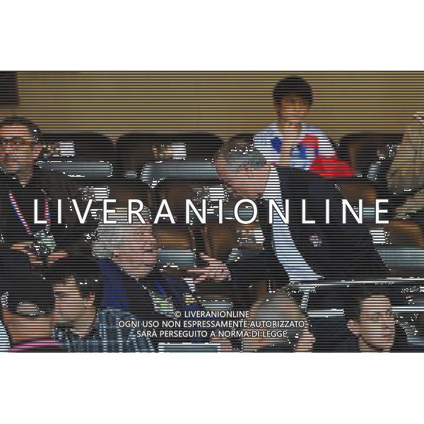 Louis NICOLLIN / Bernard LACOMBE - 19.10.2014 - Lyon / Montpellier - 10eme journee de Ligue 1 Photo : Jean Paul Thomas / Icon Sport AG ALDO LIVERANI SAS ONLY ITALY