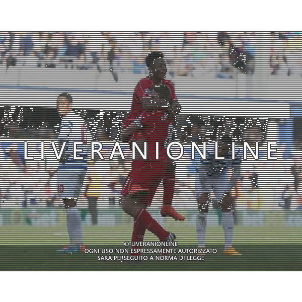 Liverpool\'s Raheem Sterling celebrates the winning goal Photographer Kieran Galvin/CameraSport Football - Barclays Premiership - Queens Park Rangers v Liverpool - Sunday 19th October 2014 - Loftus Road - London © CameraSport - 43 Linden Ave. Countesthorpe. Leicester. England. LE8 5PG - Tel: +44 (0) 116 277 4147 - admin@camerasport.com - www.camerasport.com /Agenzia Aldo Liverani sas - ITALY ONLY - EDITORIAL USE ONLY