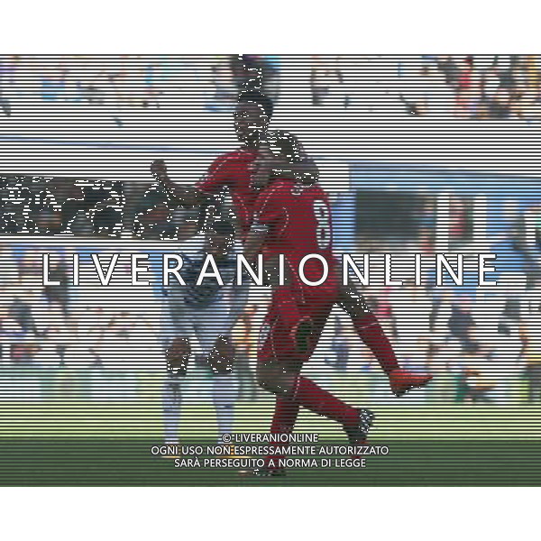 Liverpool\'s Raheem Sterling celebrates the winning goal Photographer Kieran Galvin/CameraSport Football - Barclays Premiership - Queens Park Rangers v Liverpool - Sunday 19th October 2014 - Loftus Road - London © CameraSport - 43 Linden Ave. Countesthorpe. Leicester. England. LE8 5PG - Tel: +44 (0) 116 277 4147 - admin@camerasport.com - www.camerasport.com /Agenzia Aldo Liverani sas - ITALY ONLY - EDITORIAL USE ONLY