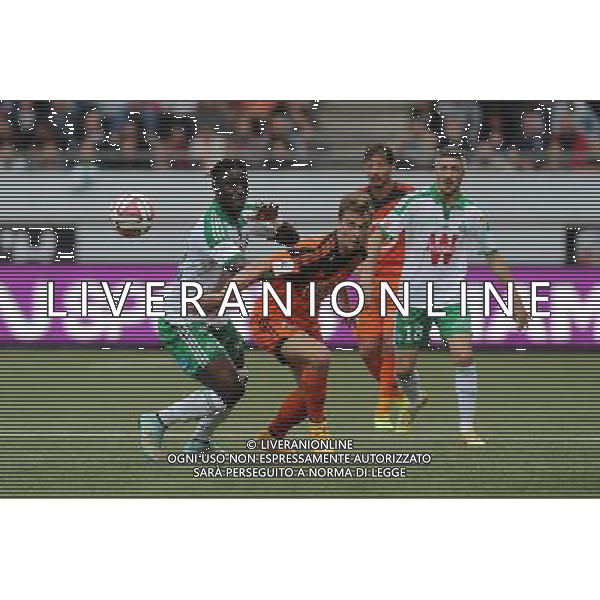 Benjamin JEANNOT / Moustapha SALL - 18.10.2014 - Lorient / Saint Etienne - 10eme journee de Ligue 1 Photo : Vincent Michel / Icon Sport /Agenzia Aldo Liverani sas - ITALY ONLY - EDITORIAL USE ONLY