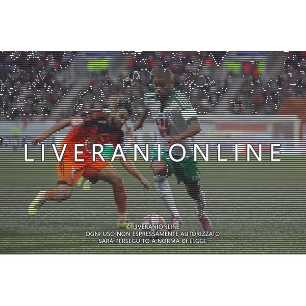 Kevin MONNET PAQUET / Yann JOUFFRE - 18.10.2014 - Lorient / Saint Etienne - 10eme journee de Ligue 1 Photo : Vincent Michel / Icon Sport /Agenzia Aldo Liverani sas - ITALY ONLY - EDITORIAL USE ONLY