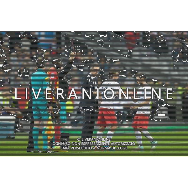 Laurent Blanc / Clement Chantome / Yohan Cabaye - 17.10.2104 - Lens / PSG - 10eme journee de Ligue 1 Photo : Andre Ferreira / Icon Sport AG ALDO LIVERANI SAS ONLY ITALY