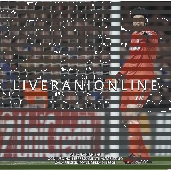 Chelsea\'s Petr Cech in action during todays match Photographer KieranGalvin/CameraSport Football - UEFA Champions League Group G - Chelsea v Maribor - Tuesday 21st October 2014 - Stamford Bridge - London © CameraSport - 43 Linden Ave. Countesthorpe. Leicester. England. LE8 5PG - Tel: +44 (0) 116 277 4147 - admin@camerasport.com - www.camerasport.com /Agenzia Aldo Liverani sas - ITALY ONLY - EDITORIAL USE ONLY