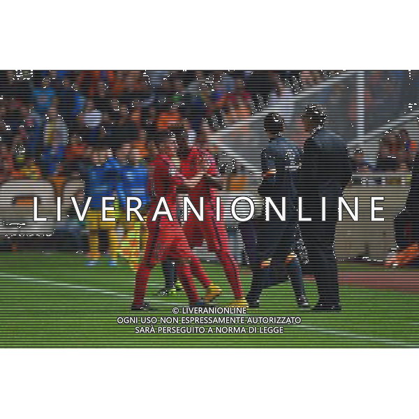 Marco VERRATTI / Jean Christophe BAHEBECK / Laurent BLANC - 21.10.2014 - Apeol Nicosie / Paris Saint Germain - Champions League Photo : Dave Winter / Icon Sport /Agenzia Aldo Liverani sas - ITALY ONLY - EDITORIAL USE ONLY