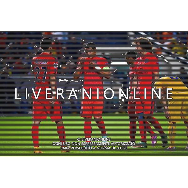 Javier PASTORE / Thiago SILVA / David LUIZ - 21.10.2014 - Apeol Nicosie / Paris Saint Germain - Champions League Photo : Dave Winter / Icon Sport /Agenzia Aldo Liverani sas - ITALY ONLY - EDITORIAL USE ONLY