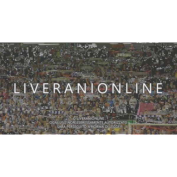 The Real Madrid fans celebrate Photographer Dave Howarth/CameraSport Football - UEFA Champions League Group B - Liverpool v Real Madrid - Wednesday 22nd October 2014 - Anfield - Liverpool © CameraSport - 43 Linden Ave. Countesthorpe. Leicester. England. LE8 5PG - Tel: +44 (0) 116 277 4147 - admin@camerasport.com - www.camerasport.com /Agenzia Aldo Liverani sas - ITALY ONLY - EDITORIAL USE ONLY