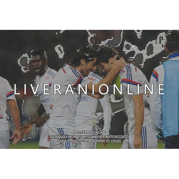 Joie Lyon - Yoann GOURCUFF / Milan BISEVAC - 26.10.2014 - Lyon / Marseille - 11eme journee de Ligue 1 - Photo : Jean Paul Thomas / Icon Sport AG ALDO LIVERANI SAS ONLY ITALY