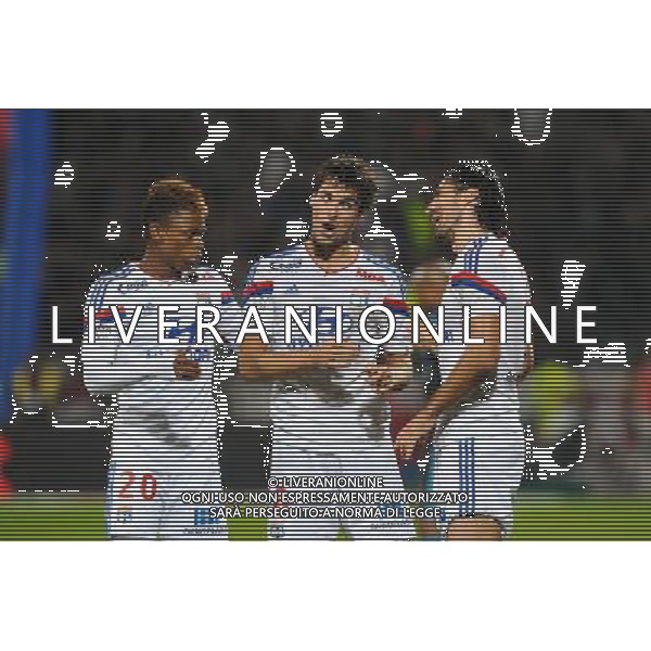 Joie Lyon - Clinton NJIE / Yoann GOURCUFF / Milan BISEVAC - 26.10.2014 - Lyon / Marseille - 11eme journee de Ligue 1 - Photo : Jean Paul Thomas / Icon Sport AG ALDO LIVERANI SAS ONLY ITALY