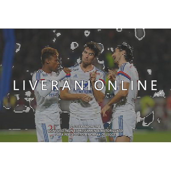 Joie Lyon - Clinton NJIE / Yoann GOURCUFF / Milan BISEVAC - 26.10.2014 - Lyon / Marseille - 11eme journee de Ligue 1 - Photo : Jean Paul Thomas / Icon Sport AG ALDO LIVERANI SAS ONLY ITALY