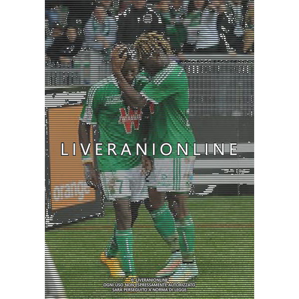 Joie Saint Etienne - Max Alain GRADEL / Allan SAINT MAXIMIN - 26.10.2014 - Saint Etienne / Metz - 11eme journee de Ligue 1 - Photo : Jean Paul Thomas / Icon Sport AG ALDO LIVERANI SAS ONLY ITALY