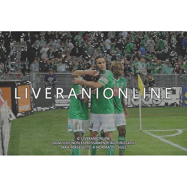 Joie Saint Etienne - Max Alain GRADEL / Fabien LEMOINE - 26.10.2014 - Saint Etienne / Metz - 11eme journee de Ligue 1 - Photo : Jean Paul Thomas / Icon Sport AG ALDO LIVERANI SAS ONLY ITALY