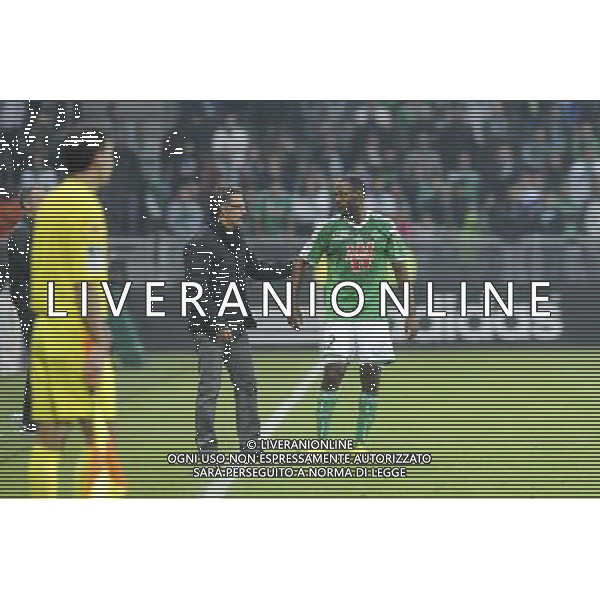 Christophe GALTIER / Kevin THEOPHILE CATHERINE - 26.10.2014 - Saint Etienne / Metz - 11eme journee Ligue Photo : Jean Paul Thomas / Icon Sport /Agenzia Aldo Liverani sas - ITALY ONLY - EDITORIAL USE ONLY