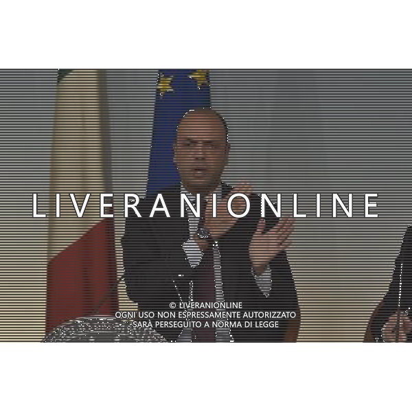 Conferenza stampa del passaggio dell\'operazione Mare Nostrum a Triton dell\'Agenzia Europea Frontex - Palazzo Chigi Roma 31 ottobre 2014 nella foto Angelino Alfano ©Corradetti/Agenzia Aldo Liverani sas