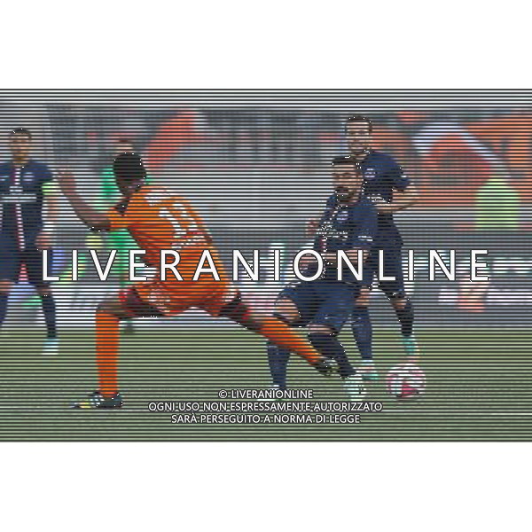 Ezequiel LAVEZZI / Raffidine ABDULLAH - 01.11.2014 - Lorient / Paris Saint Germain - 12eme journee de Ligue 1 - Photo : Vincent Michel / Icon Sport ag aldo liverani sas only italy