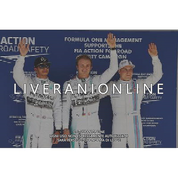 Qualifying top three in parc ferme (L to R): Lewis Hamilton (GBR) Mercedes AMG F1, second; Nico Rosberg (GER) Mercedes AMG F1, pole position; Valtteri Bottas (FIN) Williams, third. 01.11.2014. Formula 1 World Championship, Rd 17, United States Grand Prix, Austin, Texas, USA, Qualifying Day. - www.xpbimages.com, EMail: requests@xpbimages.com - copy of publication required for printed pictures. Every used picture is fee-liable. © Copyright: Batchelor / XPB Images /Ag. Aldo Liverani s.a.s.-Only Italy-Editorial Use Only