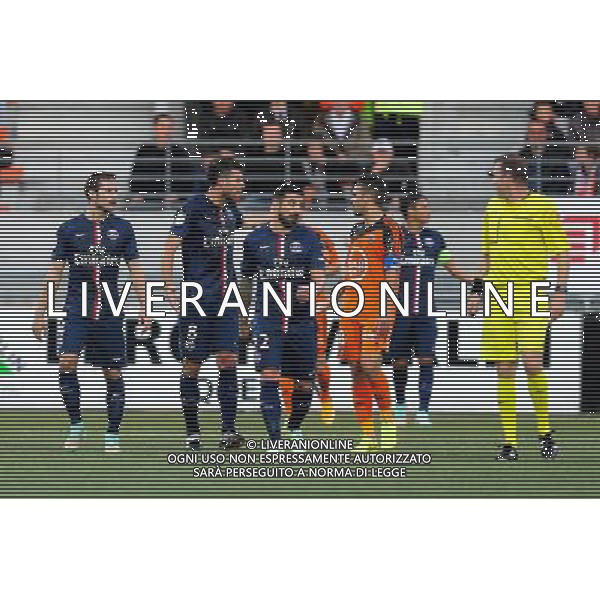 Thiago MOTTA / Yann JOUFFRE - 01.11.2014 - Lorient / Paris Saint Germain - 12eme journee de Ligue 1 Photo : Vincent Michel / Icon Sport AG ALDO LIVERANI SAS ONLY ITALY