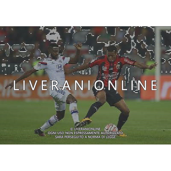 Alassane Plea / Makengo Mvuemba - 01.11.2014 - Nice / Lyon - 12eme journee de Ligue 1 Photo : Manuel Blondeau / Icon Sport AG ALDO LIVERANI SAS ONLY ITALY