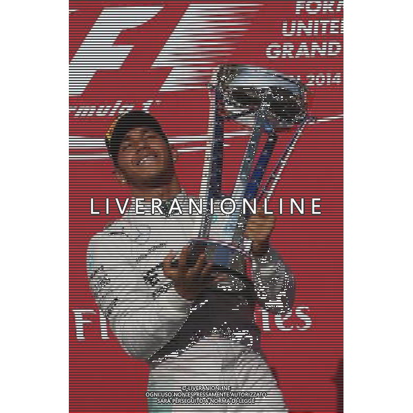 1st place Lewis Hamilton (GBR) Mercedes AMG F1. 02.11.2014. Formula 1 World Championship, Rd 17, United States Grand Prix, Austin, Texas, USA, Race Day. /AGENZIA ALDO LIVERANI SAS - ITALY ONLY - EDITORIAL USE ONLY