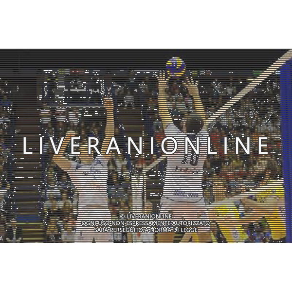 Campionato SuperLega UnipolSai - 4Â° giornata Assago (Milano) 2-11-2014 Mediolanum Forum Revivre Milano vs Modena Volley nella foto Giordano Mattera (Revivre Milano) DX e Stefano Patriarca (Revivre Milano) foto Roberto Garavaglia - ag. Aldo Liverani sas