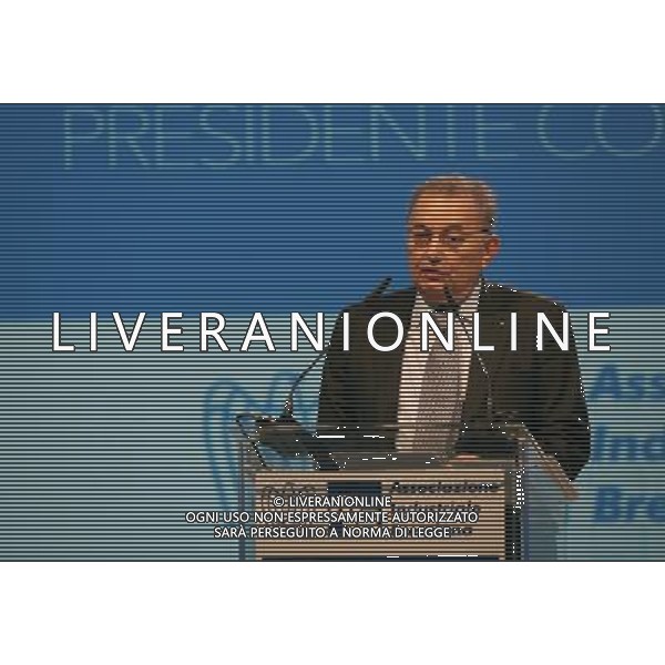La visita del Premier Matteo Renzi all\'assemblea annuale dell\'AIB presso la ditta Palazzoli a Brescia 03 Novembre 2014 nella foto giorgio Squinzi ©Fotolive Filippo venezia/AGENZIA ALDO LIVERANI SAS