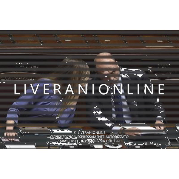 Mozione di sfiducia nei confronti del ministro degll\'Interno Alfano, per gli scontri tra polizia, operai delle Acciaierie di Terni e sindacalisti Camera dei Deputati Roma 05 novembre 2014 nella foto con Maria Elena Boschi ©Corradetti/AGENZIA ALDO LIVERANI SAS