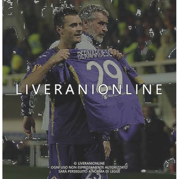 UEFA Europa League 2014/2015 Gruppo K Firenze - 06.11.2014 Fiorentina-Paok Salonicco Nella Foto:pasqual esulta con la maglia di bernardeschi /Ph.Vitez-Ag. Aldo Liverani