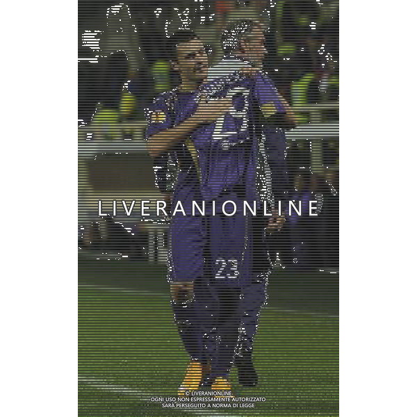 UEFA Europa League 2014/2015 Gruppo K Firenze - 06.11.2014 Fiorentina-Paok Salonicco Nella Foto:pasqual esulta con la maglia di bernardeschi /Ph.Vitez-Ag. Aldo Liverani