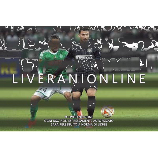 Loic PERRIN / Federico BONAZZOLI - 06.11.2014 - Saint Etienne / Inter Milan - Europa League Photo : Jean Paul Thomas / Icon Sport /AGENZIA ALDO LIVERANI SAS - ITALY ONLY - EDITORIAL USE ONLY